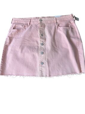 Old Navy New baby pink buttonfly denim Carla mini skirt size 18 plus girly